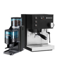 Rancilio-Silvia-V6-E-Black-&-Macinacaffè-Rocky-Black