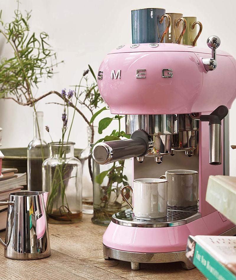 Smeg Macchina da Caffè Espresso manuale 50's Style, rosa lucido – ECF01PKEU