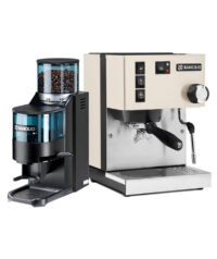 Rancilio-Silvia-V6-White-&-Rancilio-Rocky-D-Black