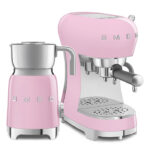Smeg Macchina da Caffè Espresso & Montalatte 50’s Style rosa lucido